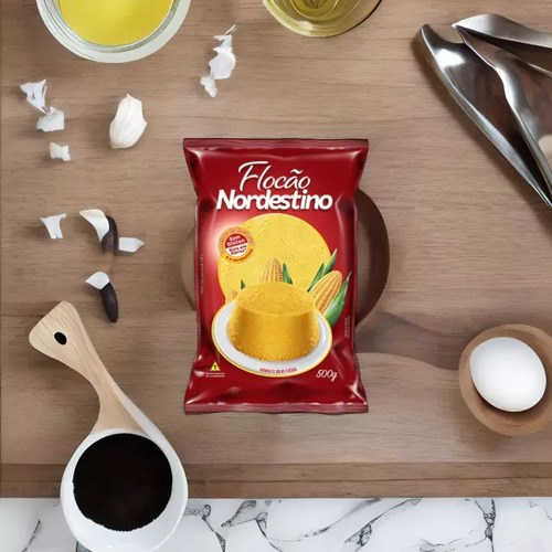 5 Pacotes De Farinha De Milho Flocão Cuscuz Nordestino 500g