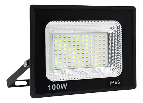 Refletor Led 100w Branco Frio Kit C5 Holofote Ip66 Bivolt Preto Branco-frio