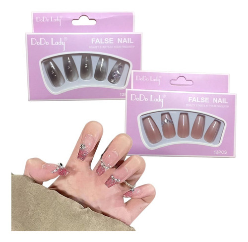 24 Piezas De Uñas Press-on Distintos Colores Uñas Postizas Modelo 3