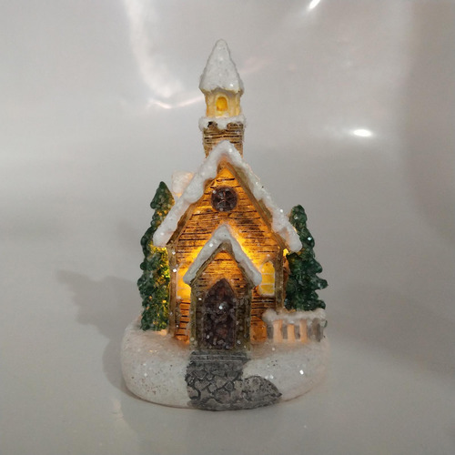 Casa De Nieve Iluminada Para Navidad, Multiusos, De Resina D