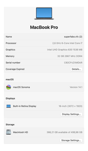 Macbook Pro Retina 16 Core 17 32gb Ram | Graphics Pro 8gb