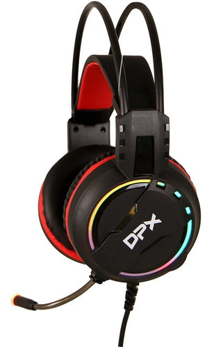 Headset Gamer Dpx Hk15 Com Iluminação Led Conexão P2, Usb Cor Preto/Vermelho