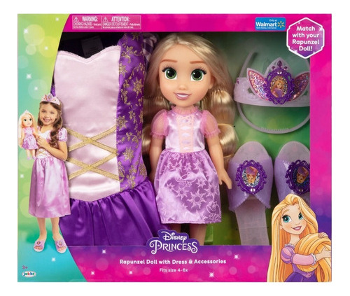 Muñeca Y Disfraz Para Niña Princesa Rapunzel 