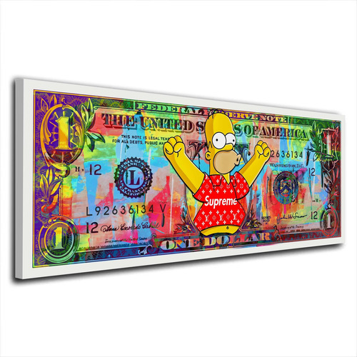 Cuadro Moderno Dólar Art Omero Simpson Supreme 40x90 Cms 