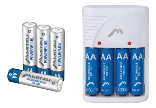 Cargador De Pilas Recargables Incluye 4 Aa Y 4 Aaa Mitzu