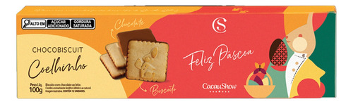 Biscoito Chocobiscuit Coelhinho 100g Cacau Show Feliz Páscoa