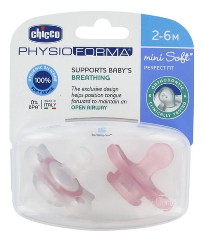 Chicco Physioforma Mini Soft Chupete Silicona Nena 2-6mes 2u