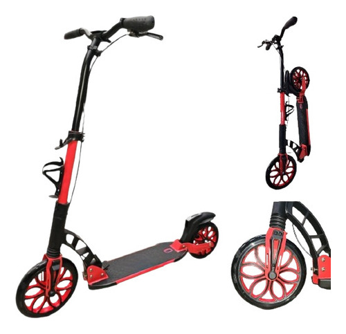 Scoter Grande 2 Colores Con Freno De Mano Scooter Lineal Color Rojo Con Negro