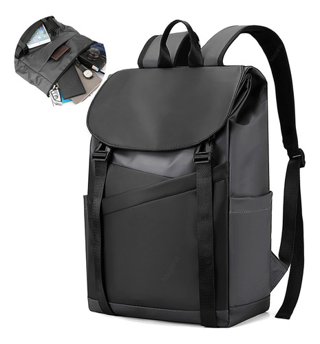 Mochila Portátil Versátil Casual Negocio Bolsa De Viaje De Gran Capacidad, Puede Acomodar Una Computadora Portátil De 15,6'' Color Gris Oscuro