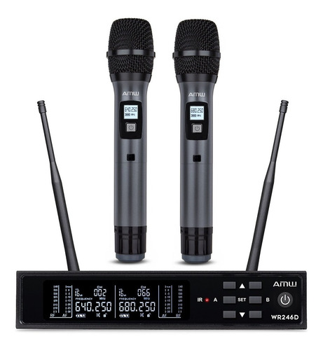 Microfone Sem Fio Duplo Digital Amw Au300 Pro + Case . Loja