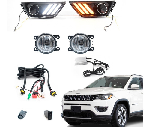 Kit De Faros De Niebla Y  Luz De Dia Jeep Compass 2017 2018