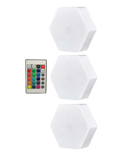 Set 3 Luces Led Rgb Pared Adhesivas Hexagonal Modular Tactil