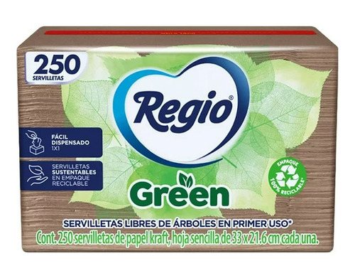 Servilletas Regio Green Paquete De 250 Con Dispensador