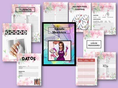 Agenda Manicura, Pdf, Para Imprimir. A4/a5. Chica2