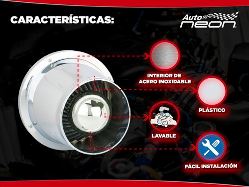 Imagen 4 de 8 de Filtro De Aire Cromado Por Dentro Y Por Fuera