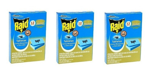 Tableta Mosquitos/moscas Raid X 12 U., Pack X3u.(cod. 1704)