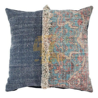 Square Pillow Cotton Beige Blue Indoor Living Dining Roo Ggz