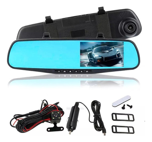 Espejo Retrovisor Dvr Universal 2 Camaras Delantera Reversa