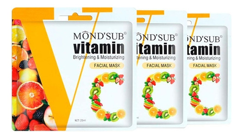 12  Mascarillas Faciales Vitamina B - C - E  25ml, Mond´sub