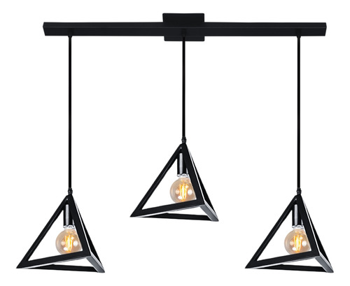 Lampara Colgante Vintage 3 Luces Jaula Trigono Techo Regleta