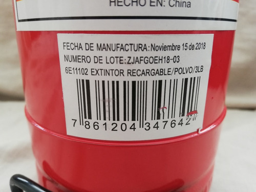 Extintor 3 Libras Lbs Para Auto, Vivienda O Establecimiento