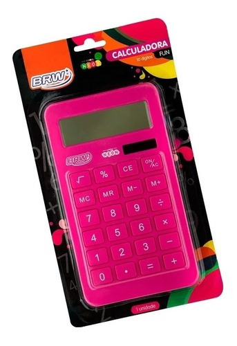 Calculadora Grande Rosa Neon Fun 10 Dígitos Brw
