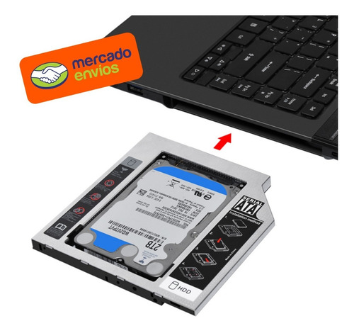 Imagen 2 de 9 de Caddy 2nd Disco Duro Hdd Ssd Sata Cd Dvd-rom Laptop 12.7mm