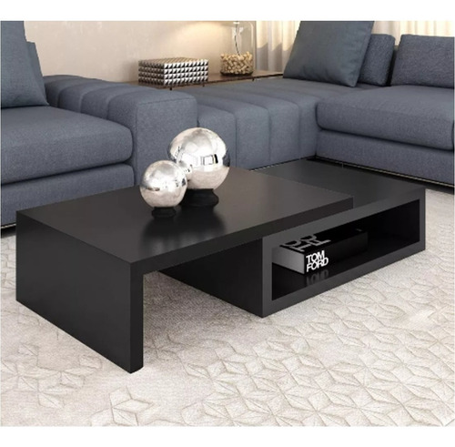 Imagen 2 de 6 de Mesa Ratona Extensible 70cm A 130cm Laqueada Negra Baja