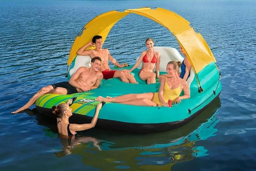 Isla Sunny Balsa Inflable Bestway Mod 43407 Sombrilla Color Turquesa-amarillo