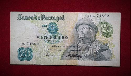 Billete 20 Escudos Portugal 1971 Pick 173 A.8 Garcia De Orta