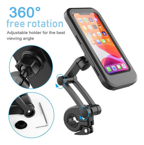 Qc 360° Impermeable Moto Bicicleta Bicicleta Teléfono Soport