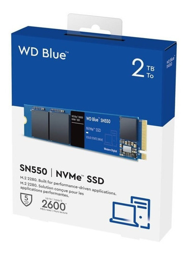 Wd Blue Ssd Nvme 2tb Sn550 (wdba3v0020bnc) con nota de color azul