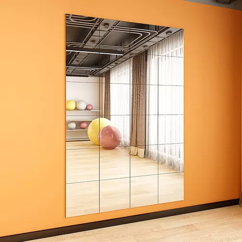 Espejo de gimnasio para el gimnasio en casa, azulejos de espejo para pared  de 12 x 12 pulgadas, juego de espejos cuadrados sin marco, perfecto para