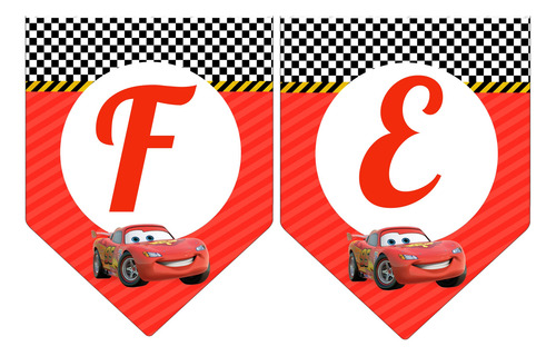 Banderin Guirnalda Feliz Cumple Cars Rayo Mc Queen