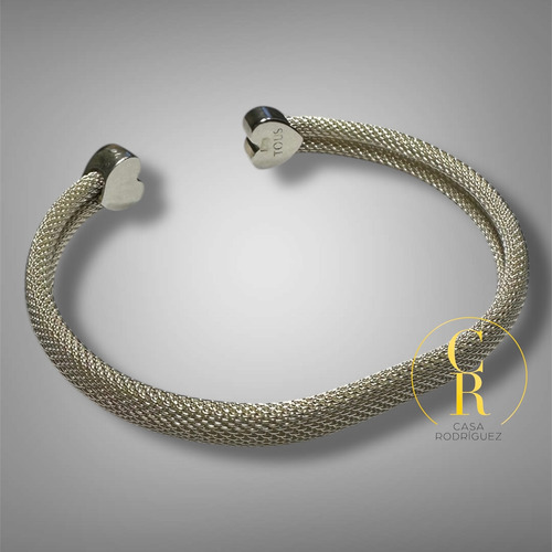 Pulsera Tous Mesh Corazones Plateado 6.5 Cm 16 Cm (Usado)