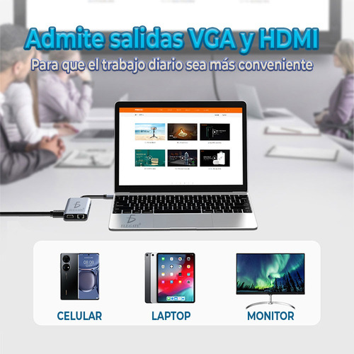 Hub Adaptador 11 En 1 Tipo C Hdmi Vga Ethernet