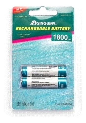 Imagen 1 de 4 de Pilas Singway Pack X2 Aaa Recargable 1800mha