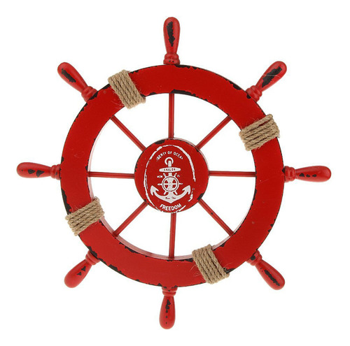 Leme De Barco De Estilo Mediterrâneo De Madeira Vermelha Tim