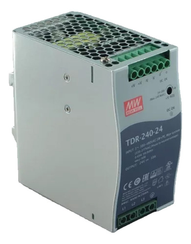 Fuente Riel 240w 24v 10amp 3f 340-550v Meanwell Tdr-240-24