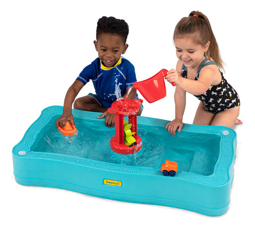 Simplay3 Carry & Go Ocean Drive - Mesa De Juego De Agua De 2 Lados Para Niños Con 4 Accesorios, Juguete Para Interiores Y Exteriores, Incluye Rueda De Agua, Barco, Cubeta Y Camión, Fabricado En