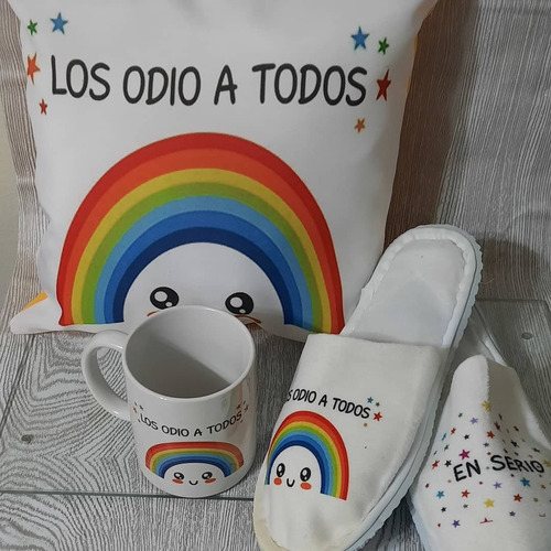 Pack Cojin Mas Tazón Y Pantuflas Personalizados