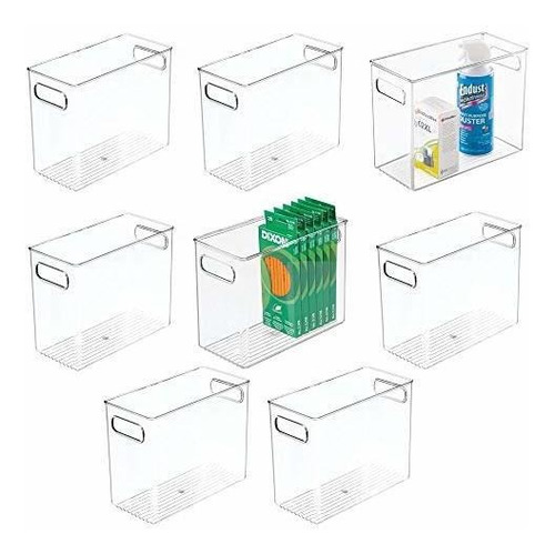 Mdesign Plastic Home, Office Storage Organizer Bin With Hand