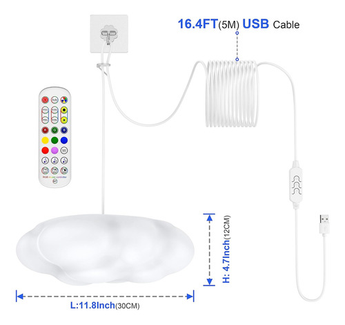Luces Led De Nube Para Techo, Lámpara De Nube Multicolor Con