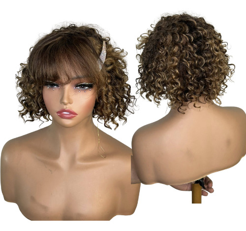 Peluca De Mujer Cabello Natural Ondulada Oncologica Cafe Con Luces S