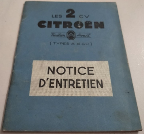 Manual Original De Instrucción: Citroen 2cv Tipo A/au 1954/5