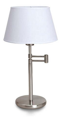 Lampara Velador Moderno Led Living Habitacion Luz Acero Lds Estructura Platil Pantalla Lino Egipcio