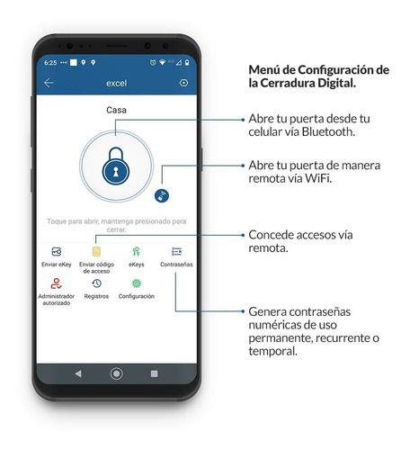 Cerrojo Wifi, Bluetooth Y Contraseña Numérica Excel 324