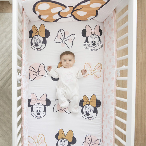 edredon para cuna cama cuna corral Adorable Minnie disney set de 6 piezas para cuna de 80 x 140 cm