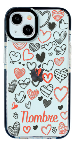 Funda Para iPhone Corazones Personalizada Con Nombre