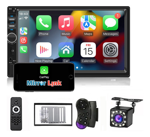 Estéreo Auto Fnbrli 7018b-c Pantalla Carplay Fm Bluetooth